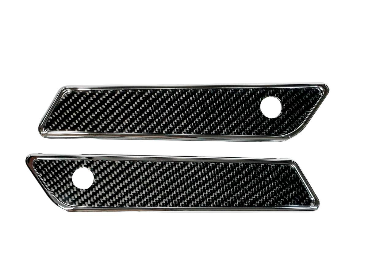 104725 Slim Line Saddle Bag Latch Covers, Chrome with Carbon