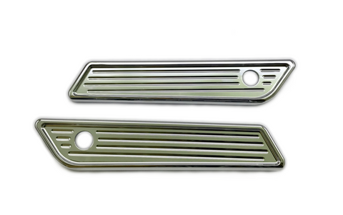 #104722 Slim Line Saddle Bag Latch Covers, Ball Milled, Chrome, Fits 14-23 Touring