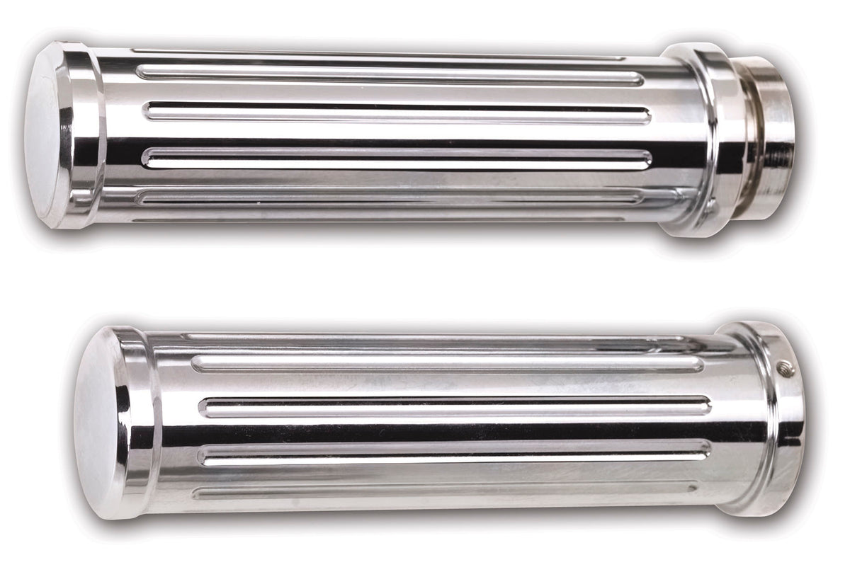 500560 Pro-One Ball Milled Billet Grips, Chrome for Harley 