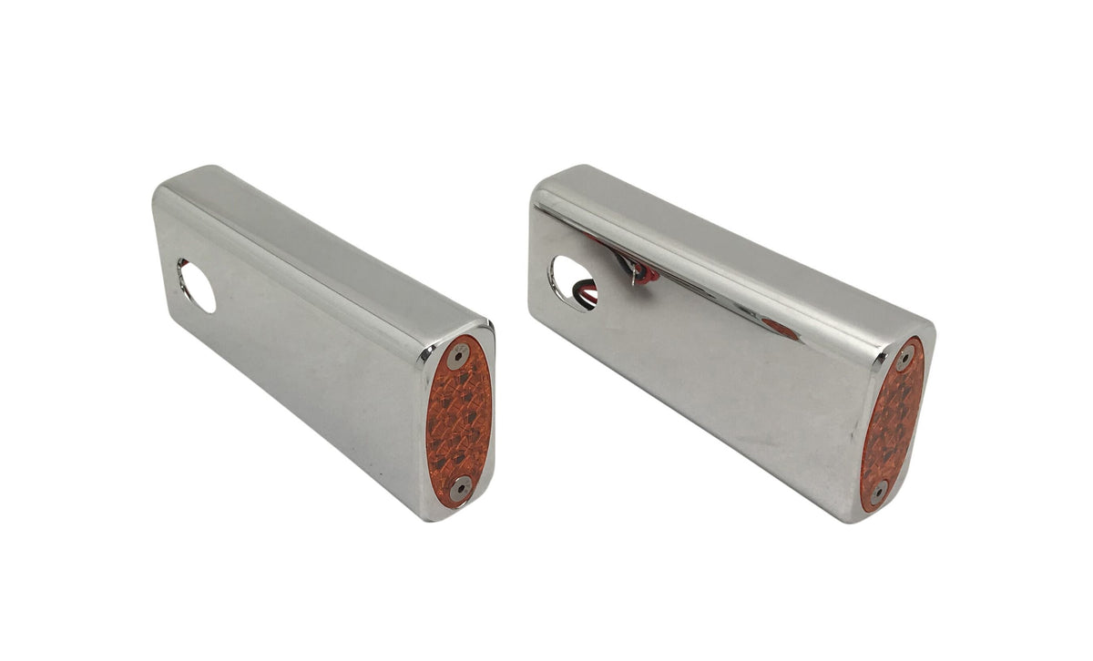 Billet Fender Strut AMBER LED Marker Light, Chrome, Pair. 84-16