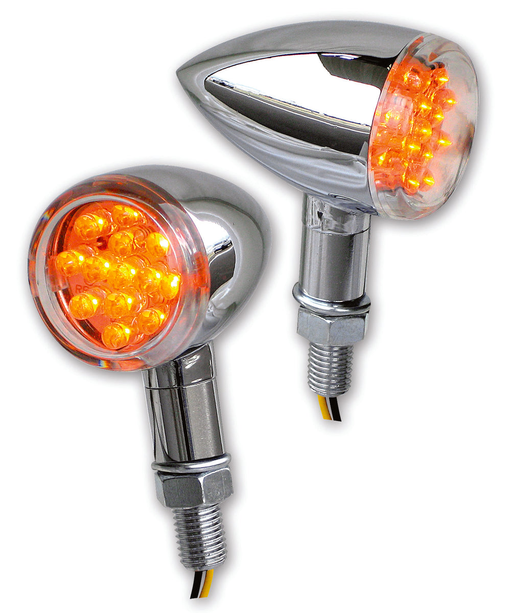 thumbnail image 2 of OCTANE LIGHTING Amber LED Bullet Light – Chrome Housing, 9 LEDs, Marker/Turn Signal For Hot Rod Trailer Truck 2 of 5