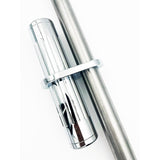 #210380, 10" Long Chrome Ball-Milled Stash Tube with Mounting Clamp, 1" - 1-1/4" Frame