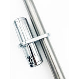 #210510, 7" Long Chrome Ball-Milled Stash Tube with Mounting Clamp, 1" - 1-1/4" Frame