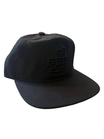 Black on black Pro-One stamp logo performance Hat