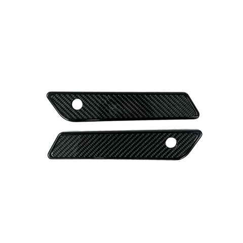 #104725B Slim Line Saddle Bag Latch Covers, Black with Carbon Inserts, Fits 14-23 Touring