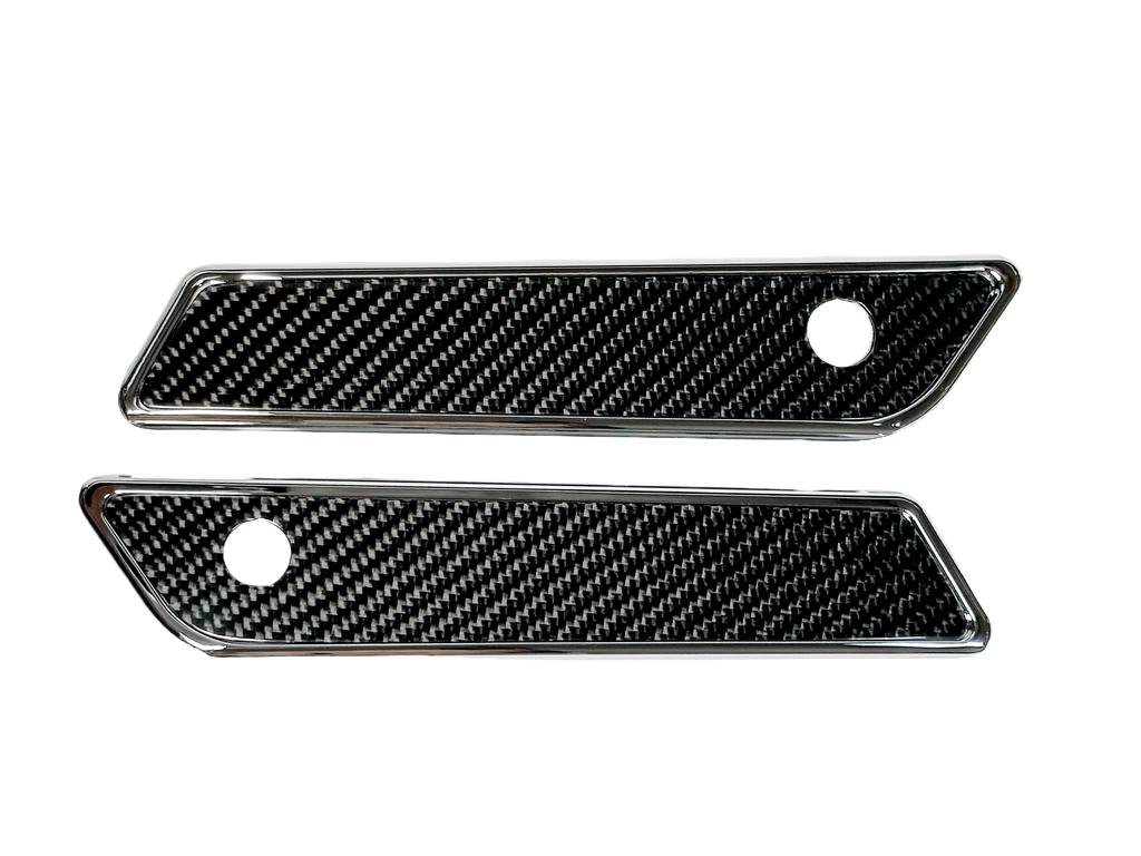104725 Slim Line Saddle Bag Latch Covers, Chrome with Carbon 104725 Slim Line Saddle Bag Latch Covers, Chrome with Carbon