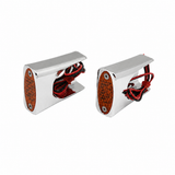 #909107 Billet Fender Strut  AMBER LED Marker Light, Chrome, Pair. 91-05 Dyna.