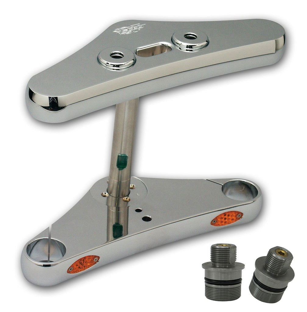 #107106 Blind Top, 41mm Wide Glide Triple Tree With Integrated LED Signals,  Chrome, 3 Degree Rake
