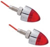 #402270  Bullet Mini Marker Lights - 1 White LED with Red Lens, Chrome Bezel, pair